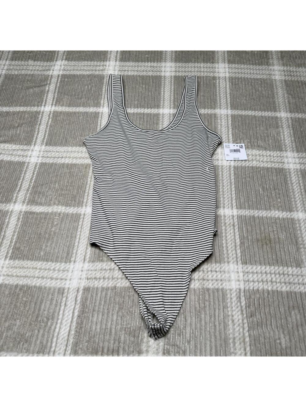 American Eagle Women's Grey and White Bodysuit